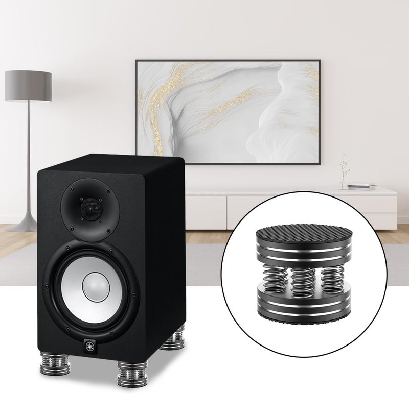 Tertullus Speaker Spikes 4PCS HiFi Spring Speaker Isolation Feet, Aluminum Non-Slip Shockproof Turntable Stand Feet for Audio,Speakers, Subwoofers, Home Theater, Turntable DAC Feet Pad (Black) - Image 2